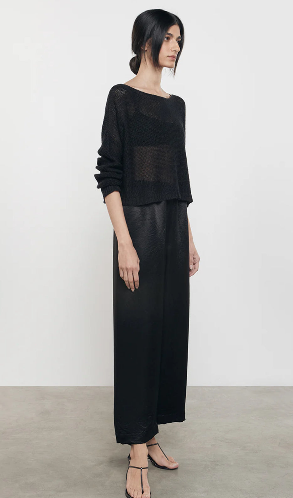 ENZA COSTA Linen Open-Knit Bateau