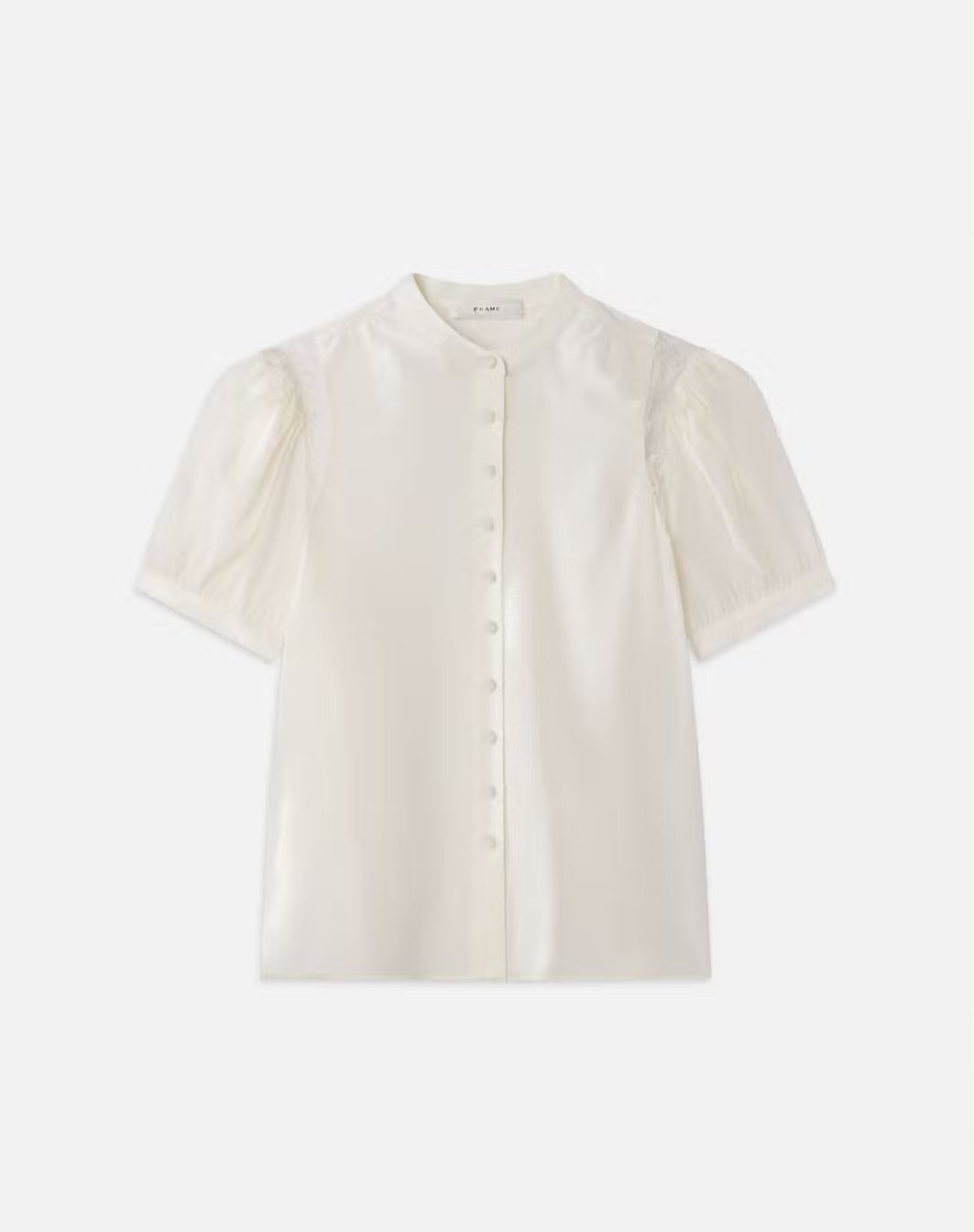FRAME Lace Shoulder Inset Blouse Cream