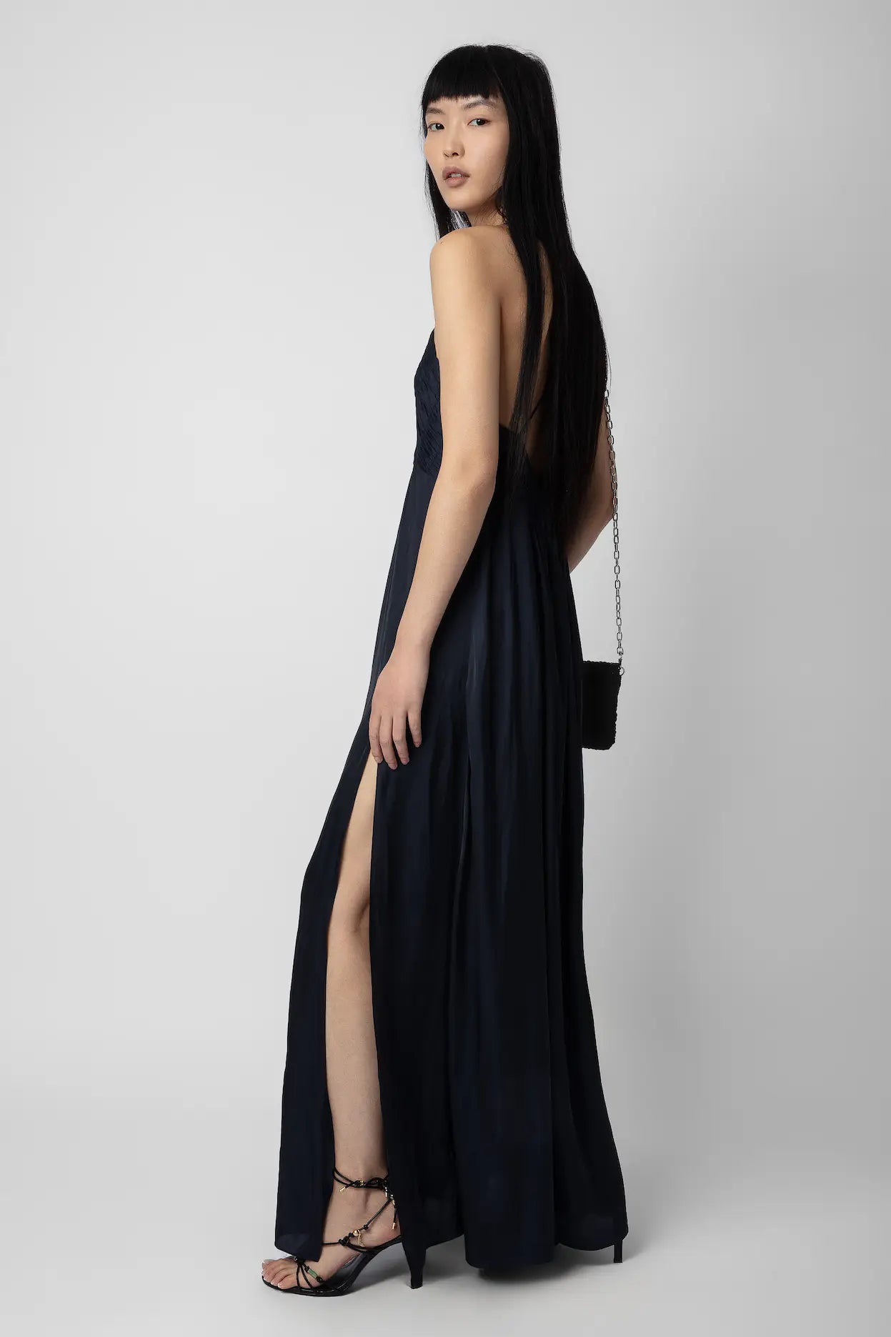 ZADIG & VOLTAIRE Rayonne Satin Dress in Ink