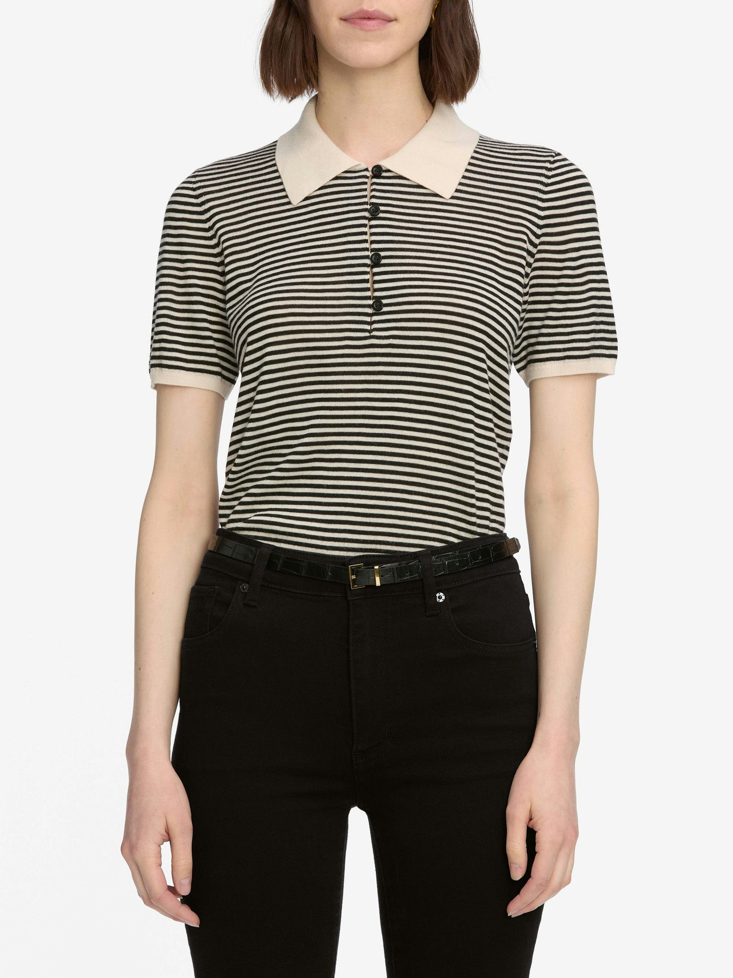 FRAME The Smart Polo in Cream Multi