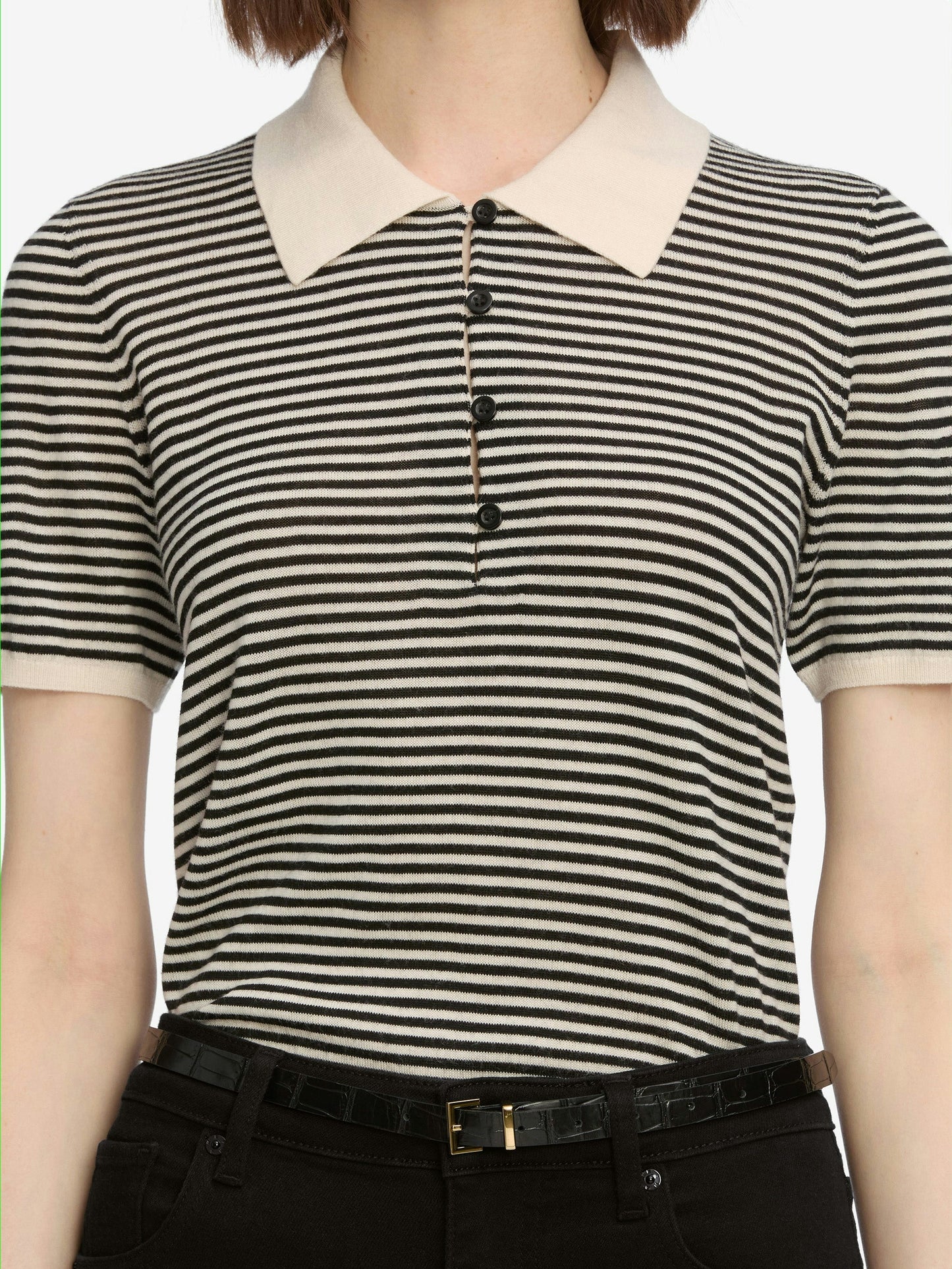 FRAME The Smart Polo in Cream Multi