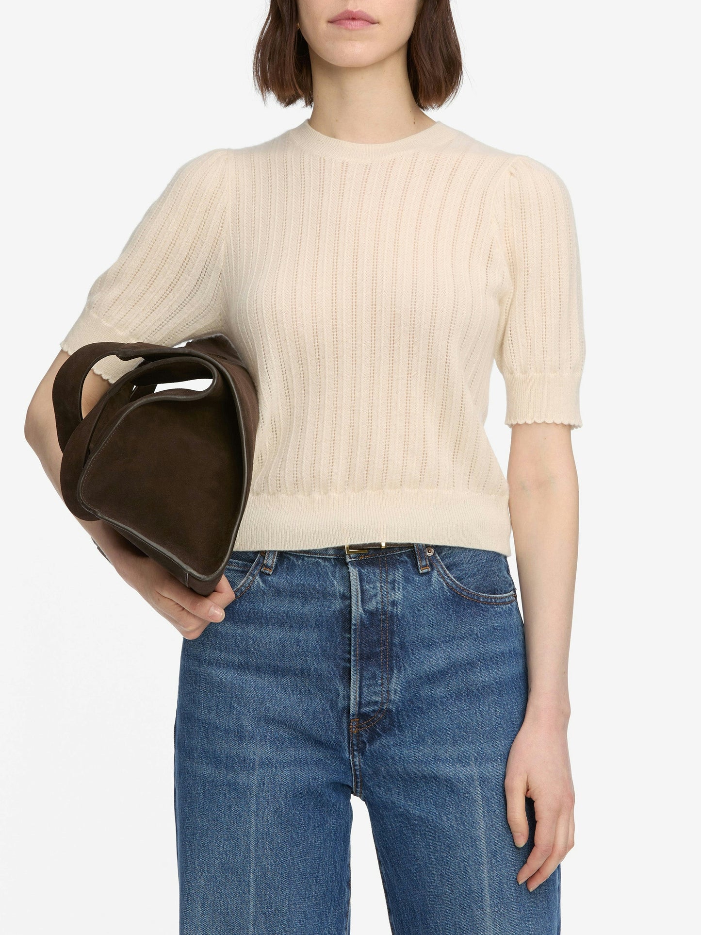 FRAME The Ladder Pointelle Sweater
in Cream