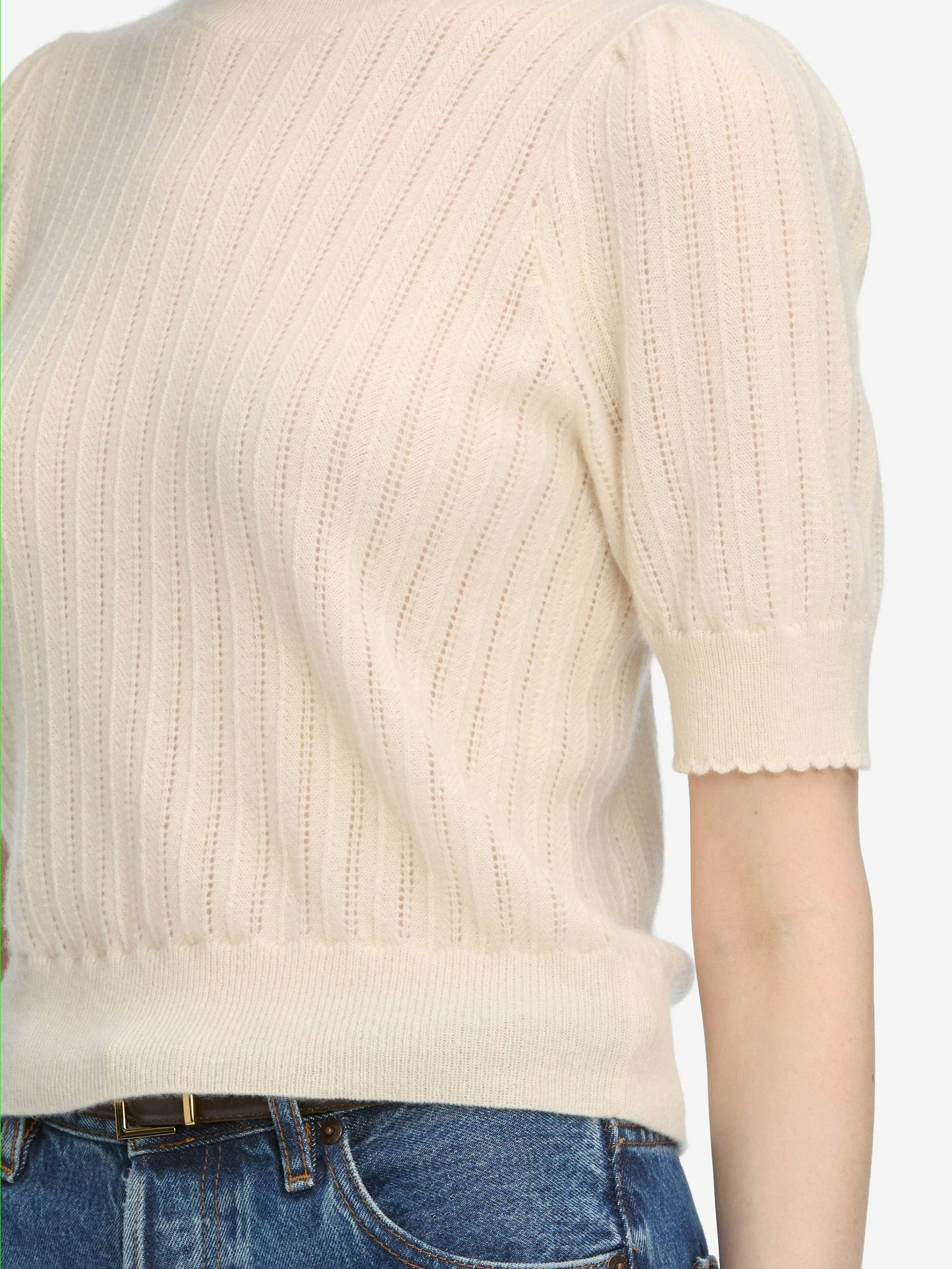 FRAME The Ladder Pointelle Sweater
in Cream