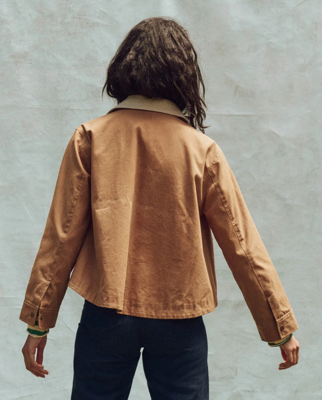 THE GREAT Waxed Swingy Jacket in Walnut