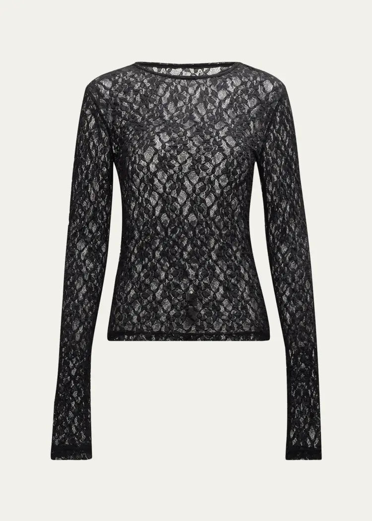 FRAME Crewneck Mesh Lace Tee
