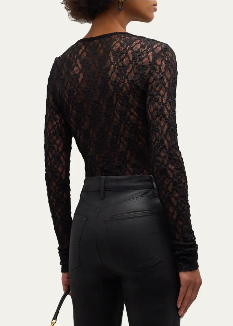 FRAME Crewneck Mesh Lace Tee