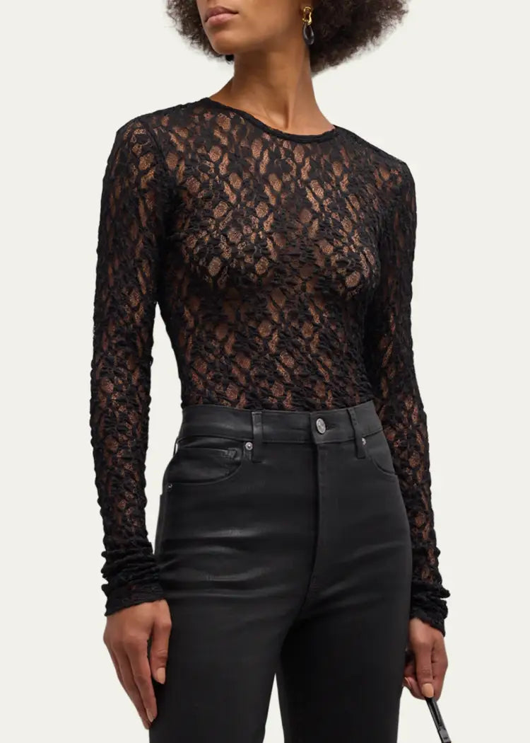 FRAME Crewneck Mesh Lace Tee