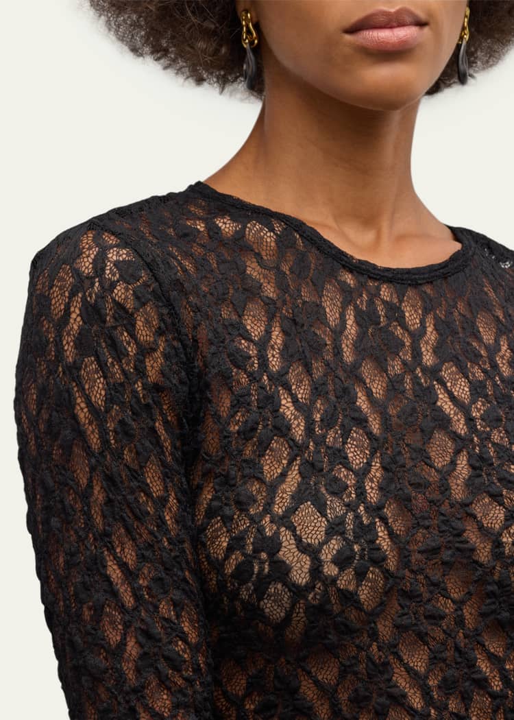 FRAME Crewneck Mesh Lace Tee