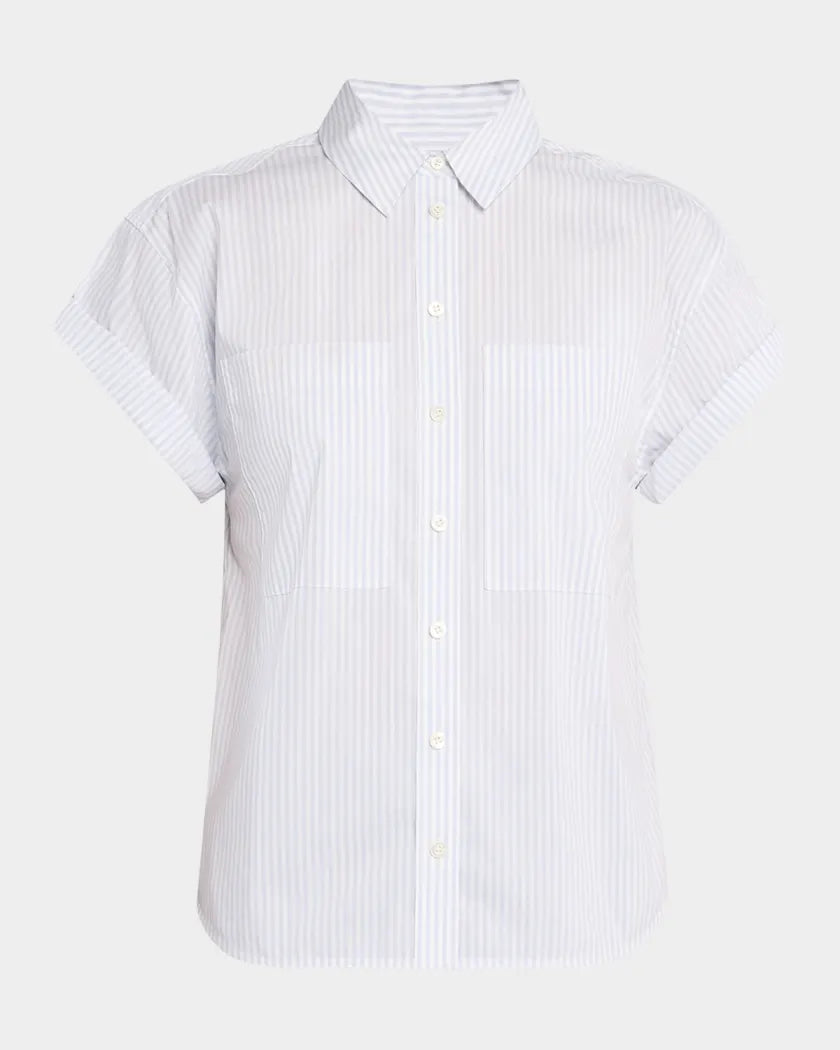 FRAME Stripe Short-Sleeve Button-Front Shirt