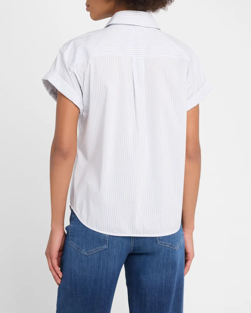 FRAME Stripe Short-Sleeve Button-Front Shirt