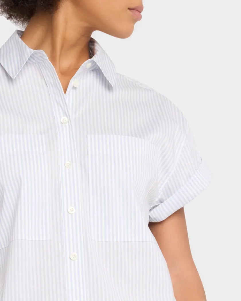 FRAME Stripe Short-Sleeve Button-Front Shirt