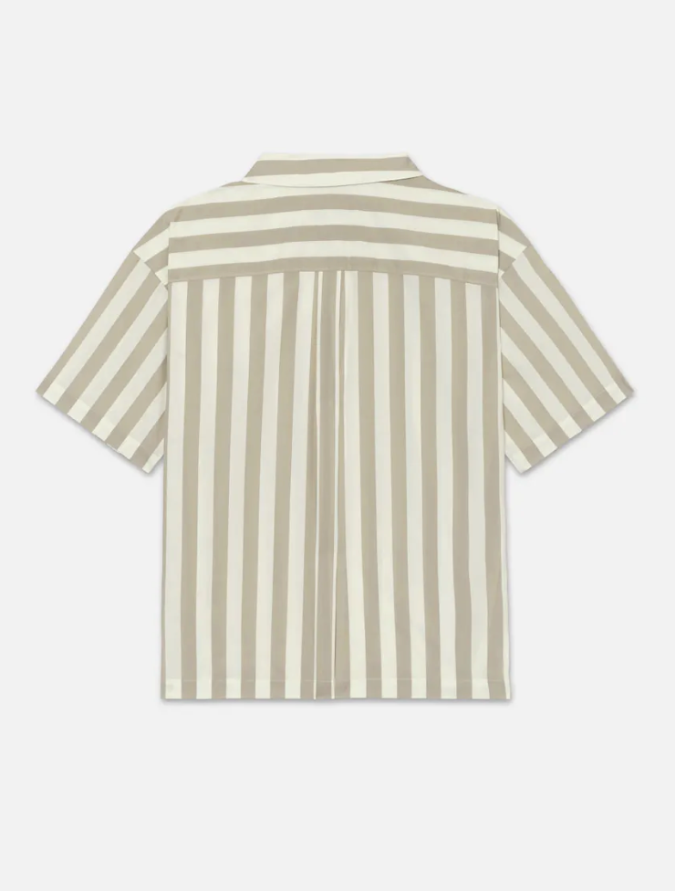 FRAME Camp Collar Shirt in Smoke Beige Stripe