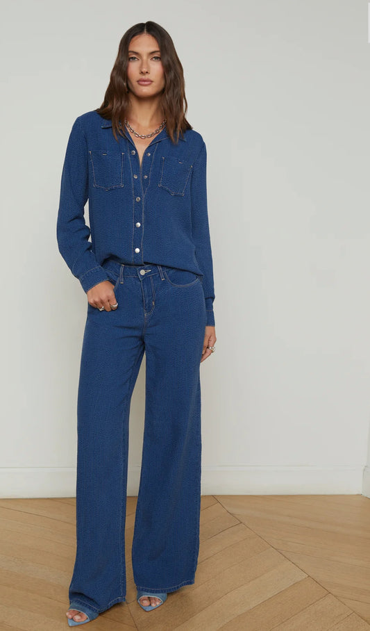 L’AGENCE ISLA Chambray Shirt in Heron