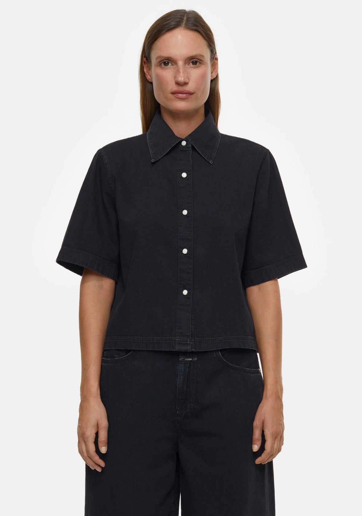 CLOSED Crop Denim Shirt Black