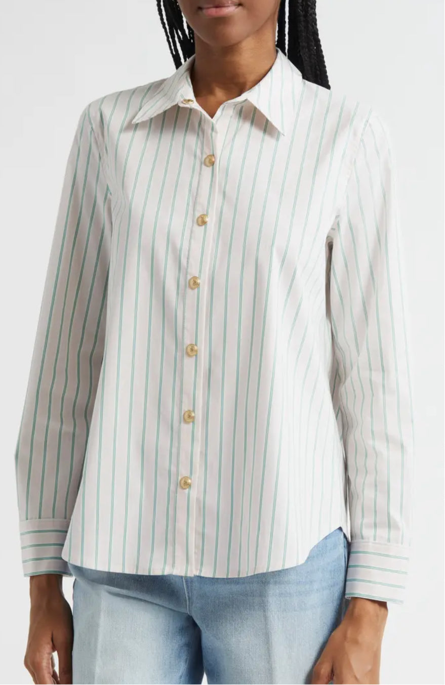 L’AGENCE Ellery Stripe Cotton Blend Gold Snap Closure