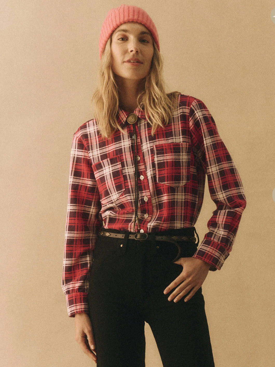 THE GREAT Scouting Shirt in Fuchsia Plaid