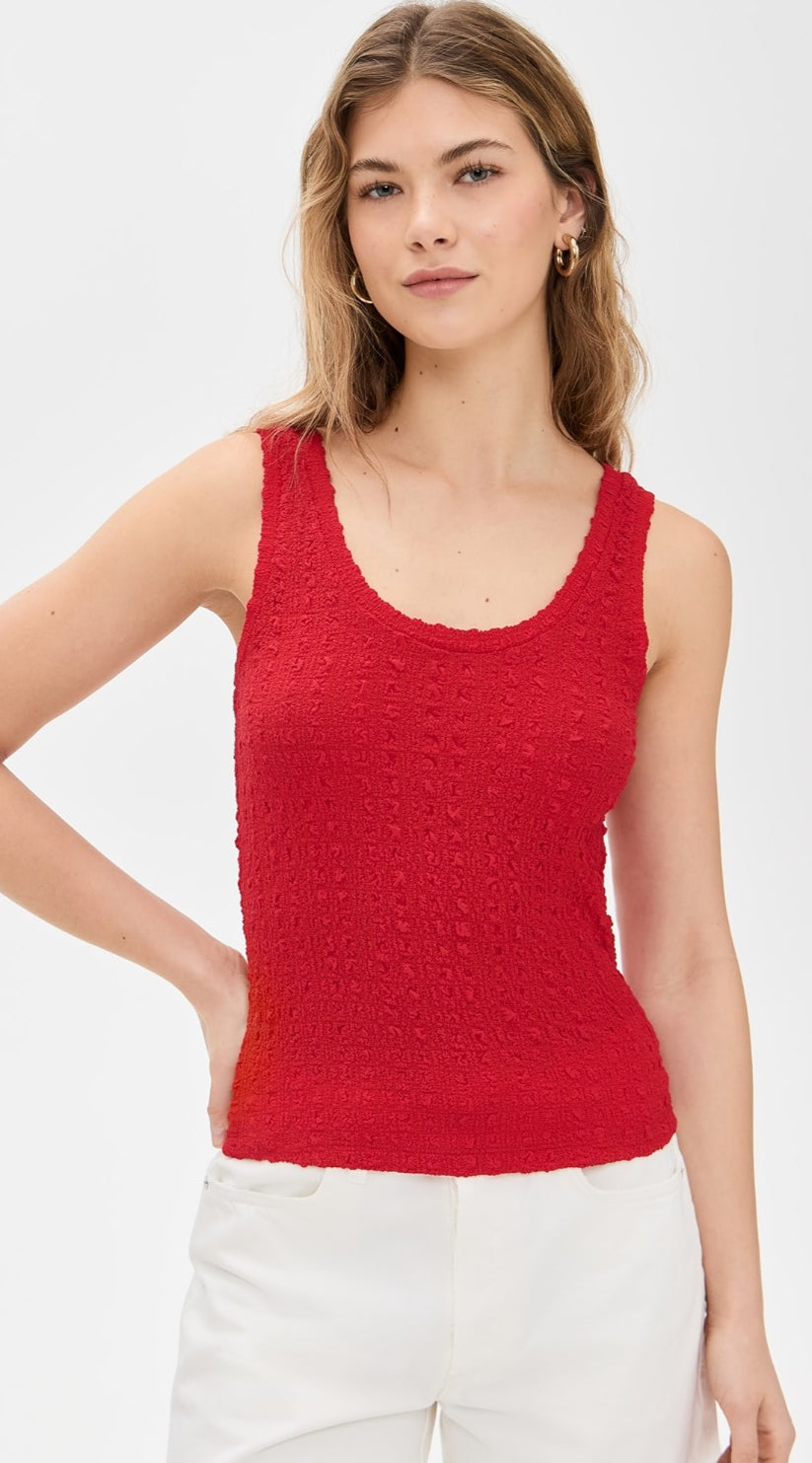 ENZA COSTA Puckered Tank in Red