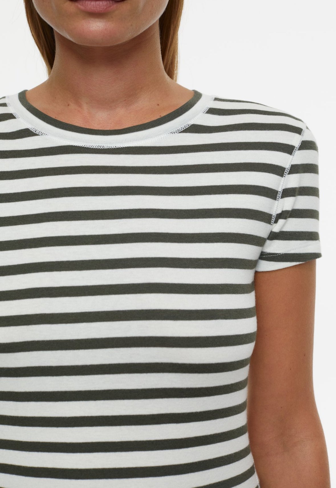 CLOSED Striped T-Shirt in Green Weed
