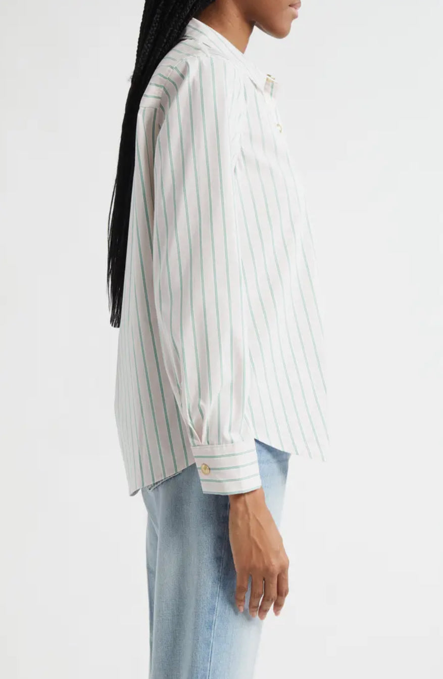 L’AGENCE Ellery Stripe Cotton Blend Gold Snap Closure