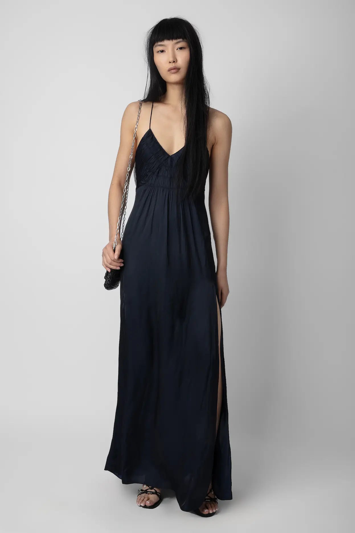 ZADIG & VOLTAIRE Rayonne Satin Dress in Ink