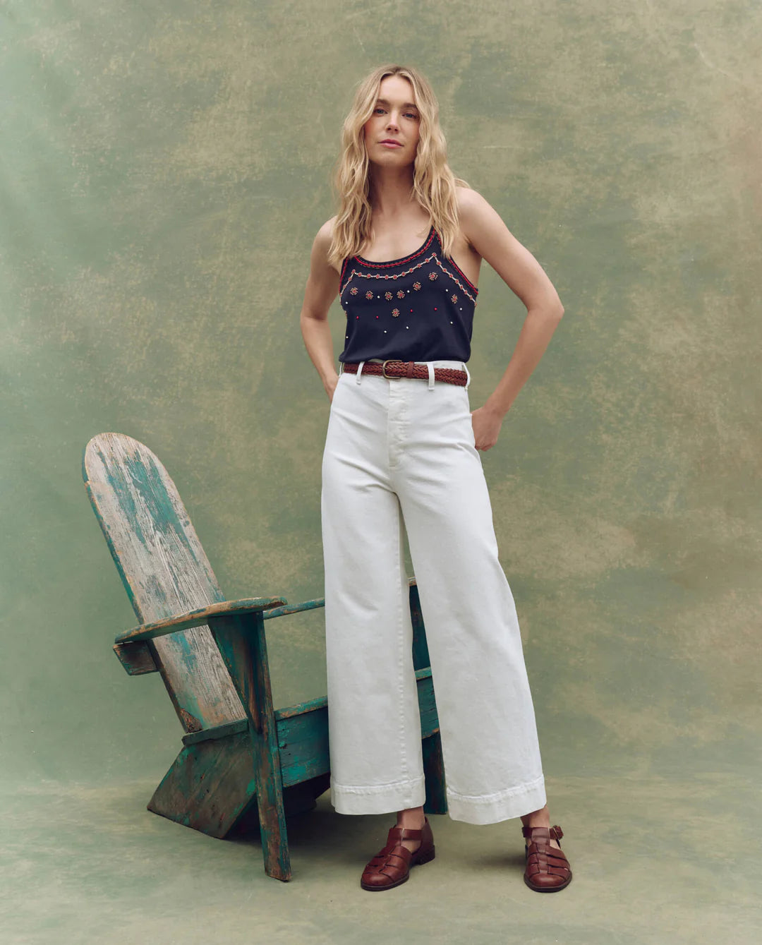 THE GREAT Beaded Slim Tank