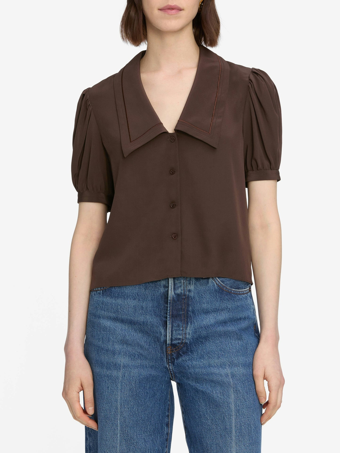 FRAME The Sailor Blouse in Coffee