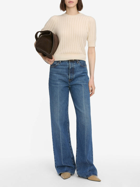 FRAME The Ladder Pointelle Sweater
in Cream