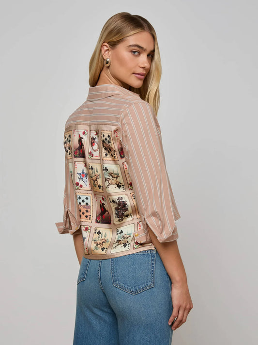 L’AGENCE Fawn Western Card Print Shirt