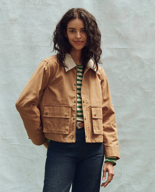 THE GREAT Waxed Swingy Jacket in Walnut