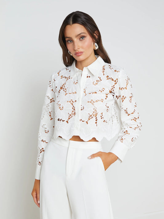 L’AGENCE Seychelle Lace Cropped Blouse