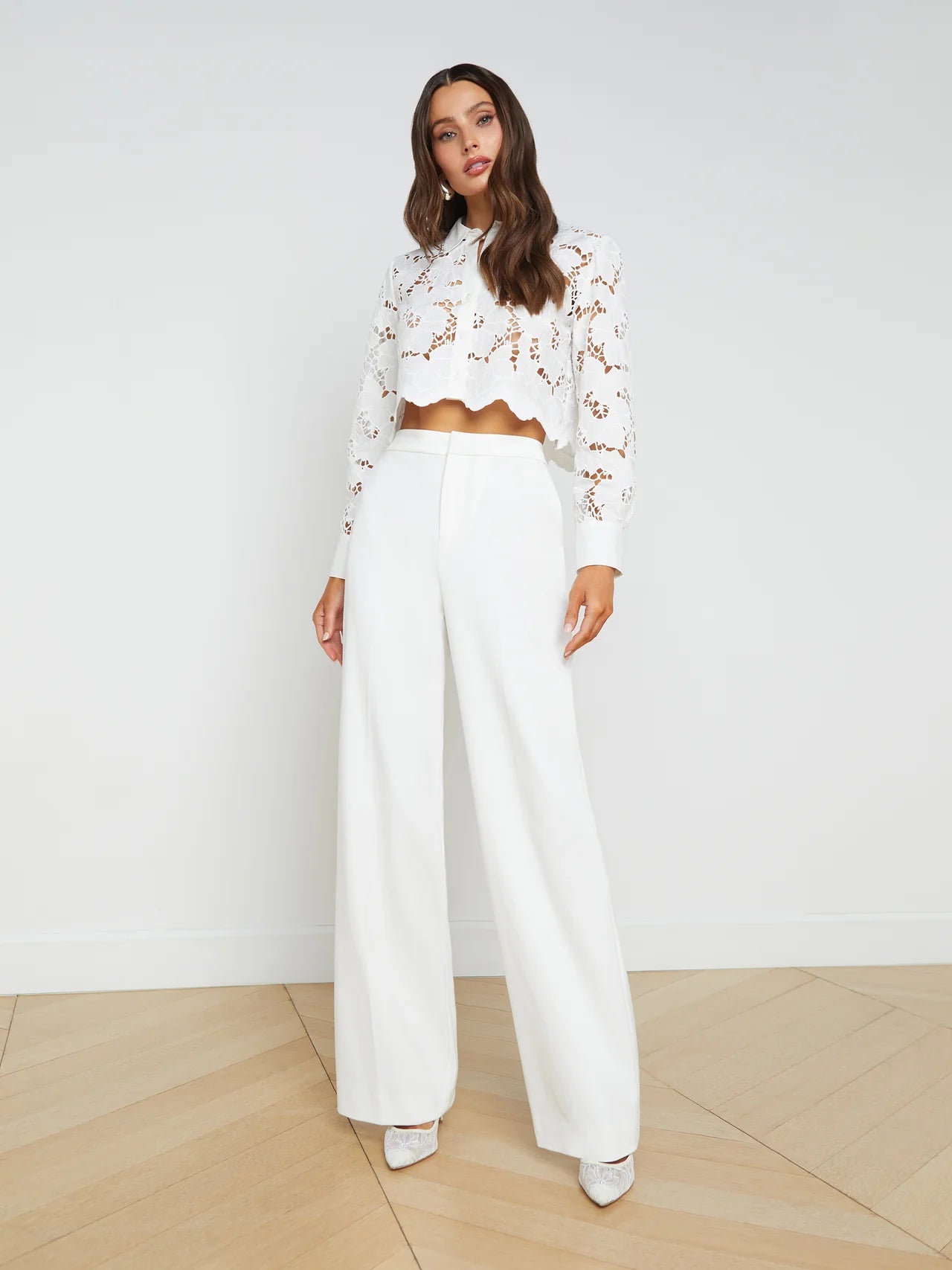 L’AGENCE Seychelle Lace Cropped Blouse