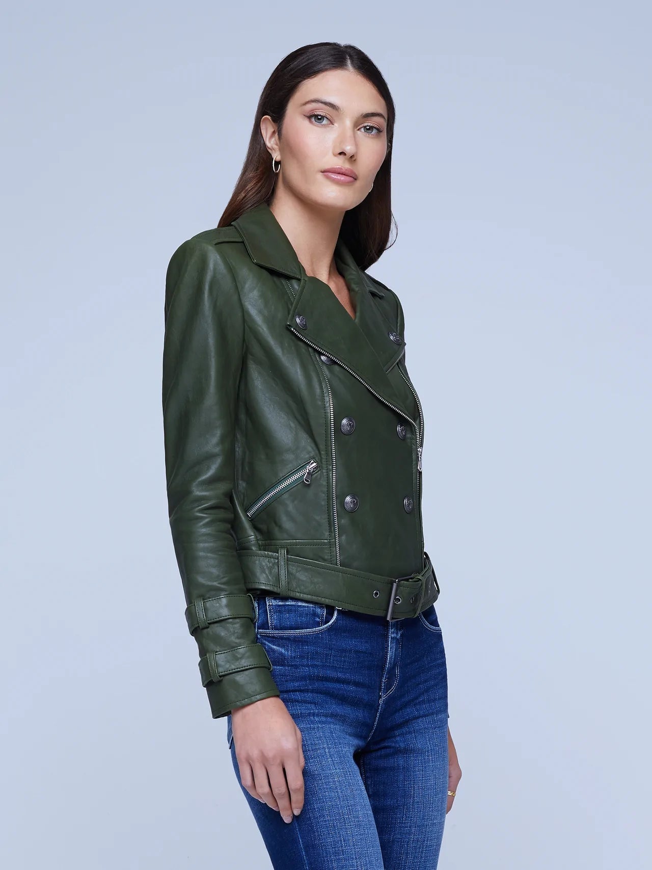 L’AGENCE Billie Belted Leather Jacket