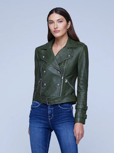 L’AGENCE Billie Belted Leather Jacket