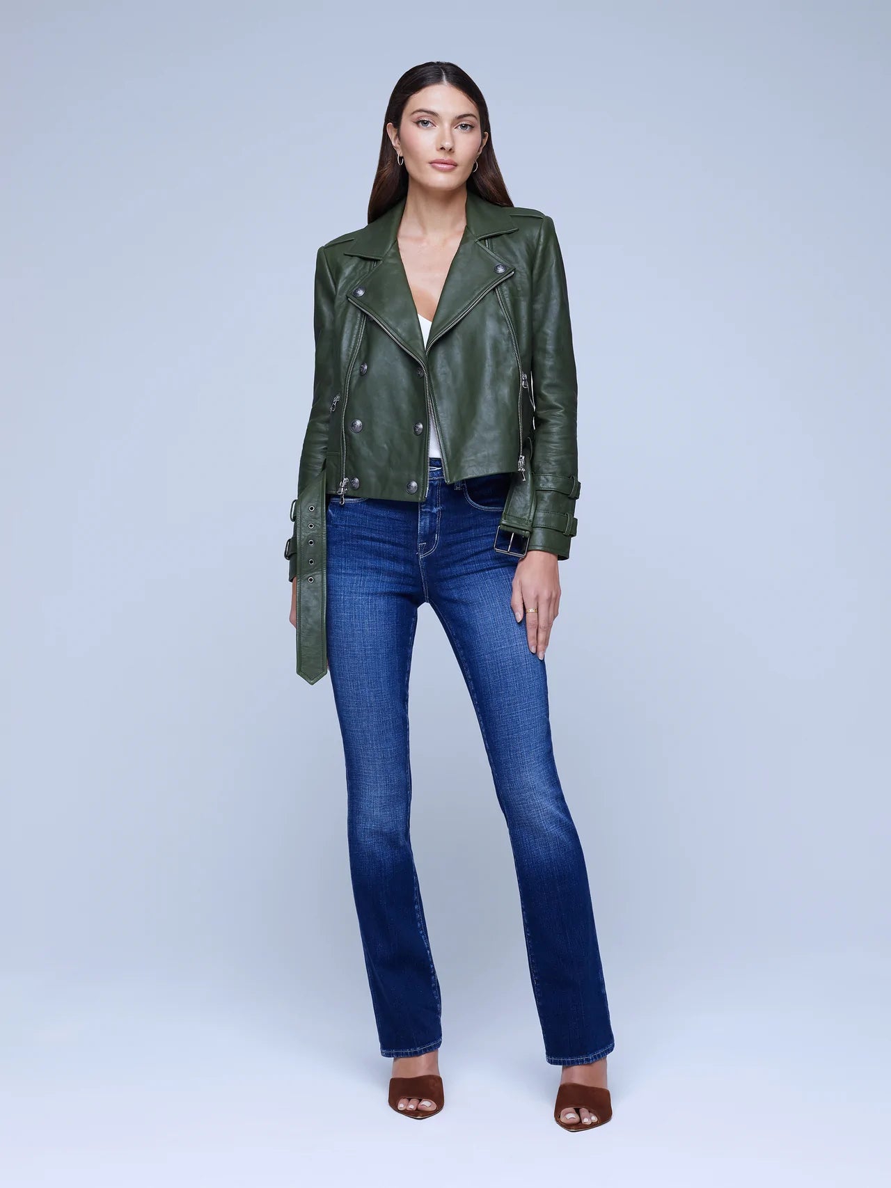 L’AGENCE Billie Belted Leather Jacket