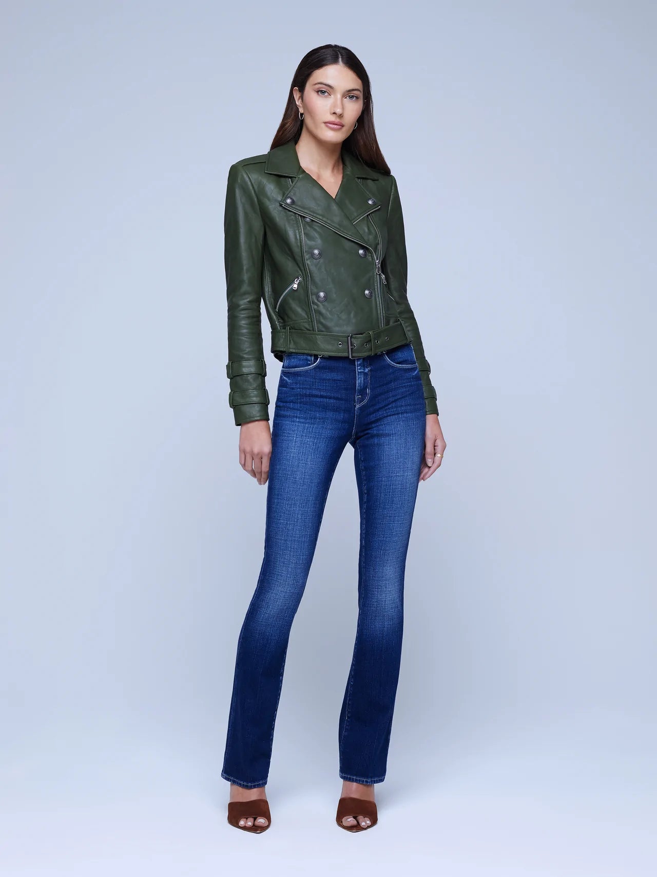 L’AGENCE Billie Belted Leather Jacket