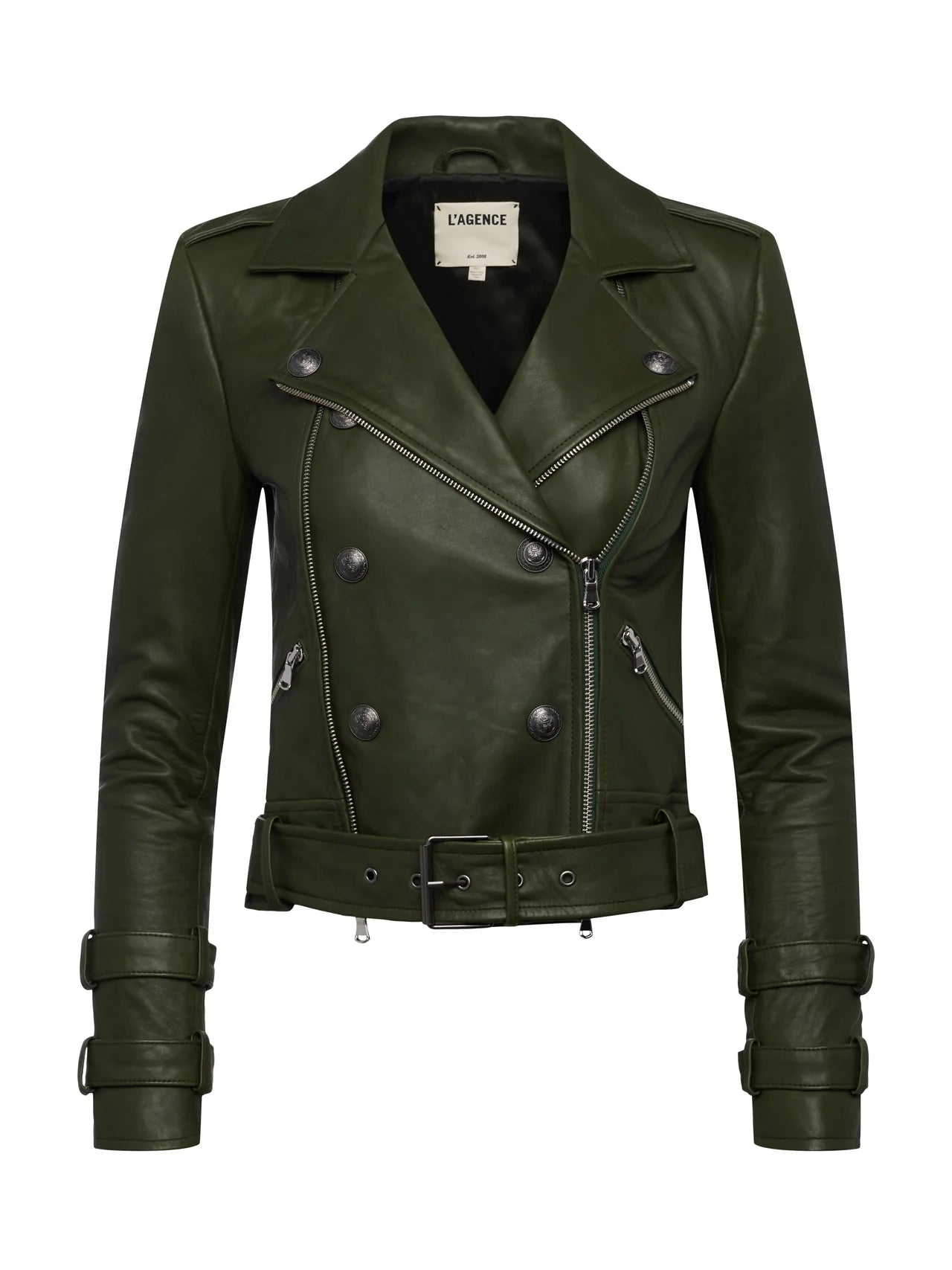 L’AGENCE Billie Belted Leather Jacket